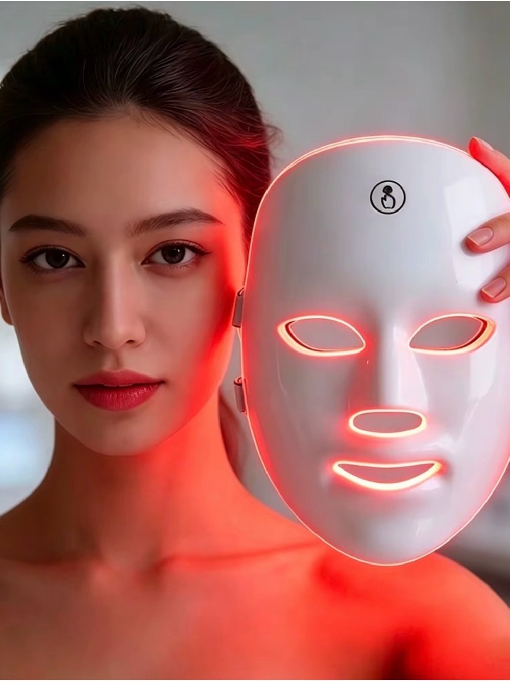 LED Red Light 7-1 Therapy Facial Mask for Women - White by